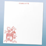 Scandinavian Dala Horse Red Personalised Notepad<br><div class="desc">A traditional red and white Dala Horse design.  Change the name to personalise.  Original art by Nic Squirrell.</div>