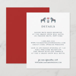 Scandinavian Dala Horse WEDDING Guest Details Enclosure Card