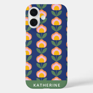 Scandinavian Danish Folk Flower Personalised iPhone 16 Case