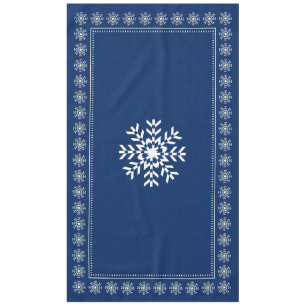 Scandinavian Dark Blue and White Snowflake Tablecloth