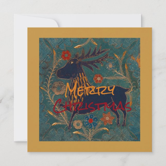 Scandinavian Deer Christmas Holiday Card (Front)