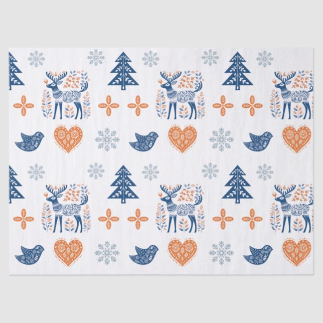 Scandinavian Deer Christmas  Tissue Paper (Front)