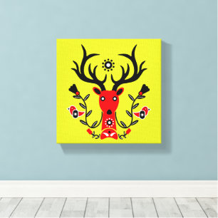 Scandinavian Deer Head Art  Canvas Print