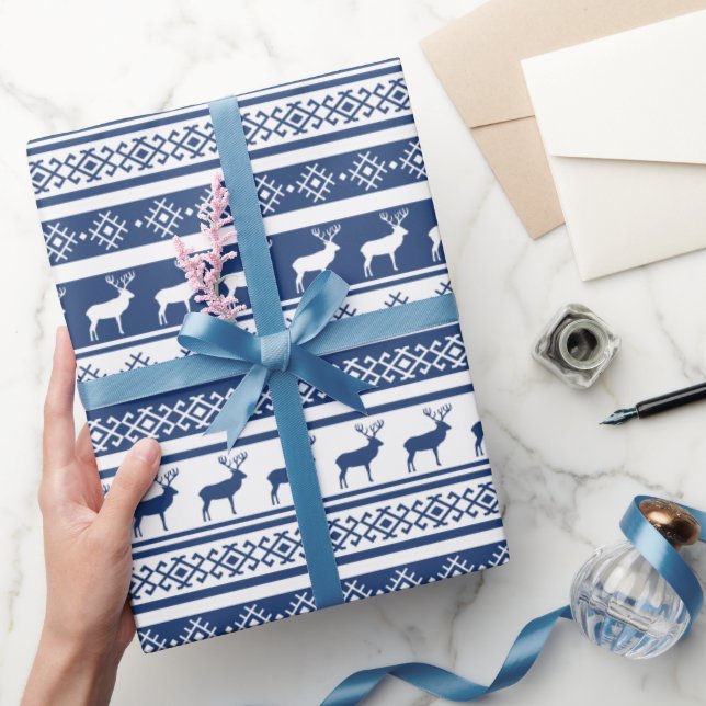 Scandinavian Deer Holiday Print Wrapping Paper (Gifting)