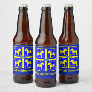 scandinavian design,Personalised Glad midsommar Beer Bottle Label