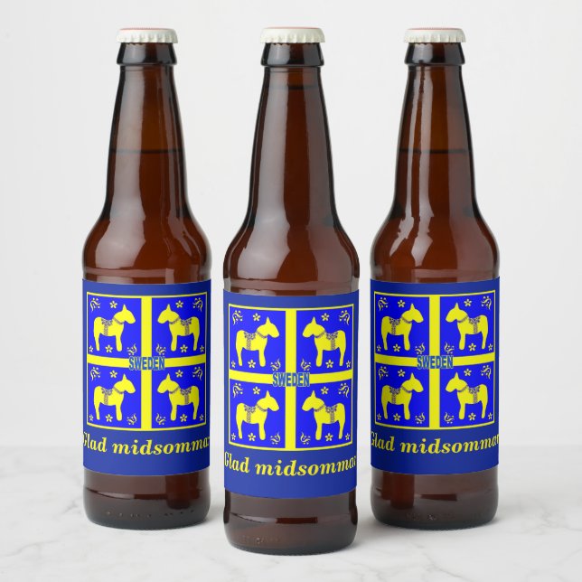 scandinavian design,Personalised Glad midsommar Beer Bottle Label (Bottles)