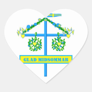 scandinavian design,Personalised Glad midsommar Heart Sticker