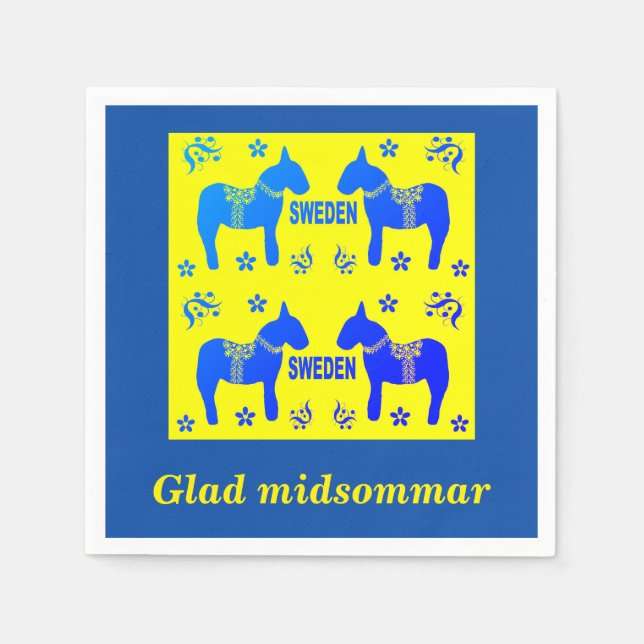 scandinavian design,Personalised Glad midsommar Napkin (Front)