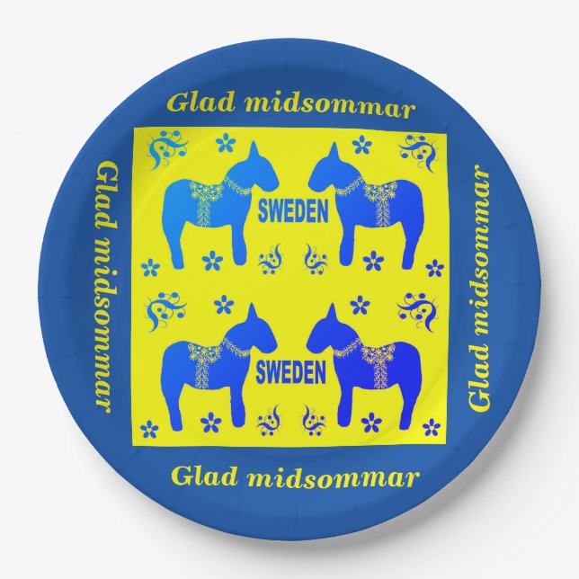 scandinavian design,Personalised Glad midsommar Paper Plate (Front)
