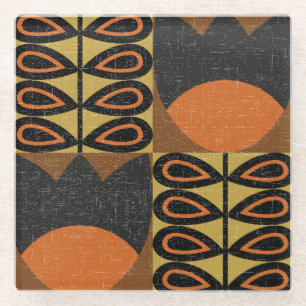 Scandinavian Design: Vintage Seamless Pattern Glass Coaster