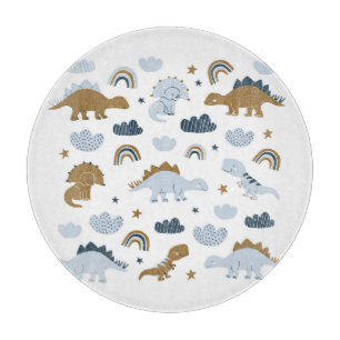 Scandinavian dinosaurs, stars, rainbows illustrati cutting board