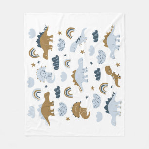 Scandinavian dinosaurs, stars, rainbows illustrati fleece blanket