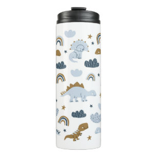 Scandinavian dinosaurs, stars, rainbows illustrati thermal tumbler