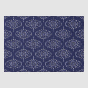 Scandinavian Ditsy Winter Navy & Gold Retro Ogee Tissue Paper