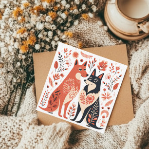 Scandinavian Dog Puppy Lover Heart Valentines  Holiday Card