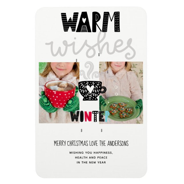 Scandinavian Doodle Christmas PHOTO Keepsake Magnet (Vertical)