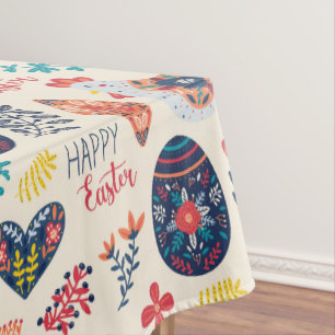 Scandinavian Eggs Chicks Floral Garden Easter Tablecloth