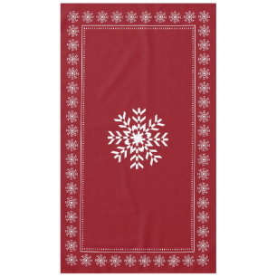 Scandinavian Elegance Red and White Snowflake Tablecloth