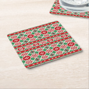 Scandinavian Fair Isle Christmas Edition 2 Square Paper Coaster
