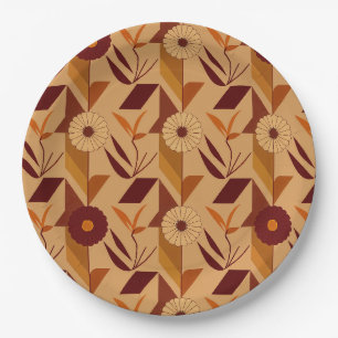 Scandinavian Fall Floral Pattern Paper Plate