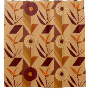 Scandinavian Fall Floral Pattern Shower Curtain