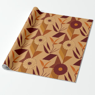 Scandinavian Fall Floral Pattern Wrapping Paper
