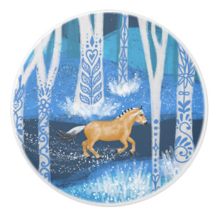 Scandinavian Fjord Horse Ceramic Knob