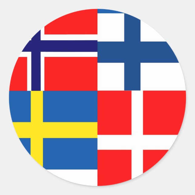 Scandinavian Flags Quartet Classic Round Sticker (Front)