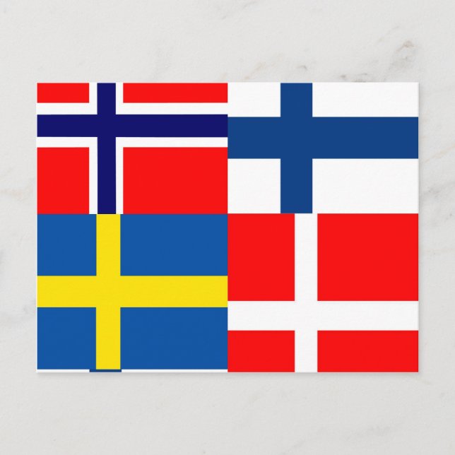 Scandinavian Flags Quartet Postcard (Front)