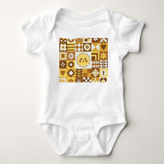 Scandinavian Floral: Abstract Vintage Card. Baby Bodysuit