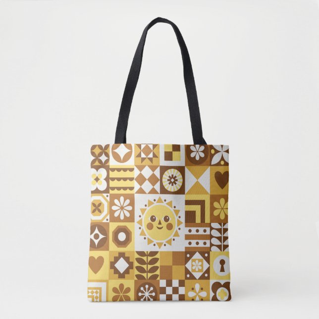 Scandinavian Floral: Abstract Vintage Card. Tote Bag (Front)