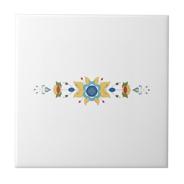 Scandinavian Floral Border Ceramic Tile (Front)