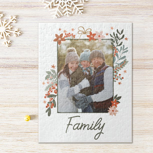 Scandinavian Floral Family Holiday Photo  Jigsaw Puzzle