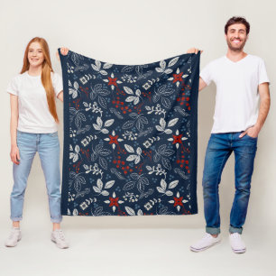 Scandinavian Floral Folk Art Seamless Pattern  Fle Fleece Blanket