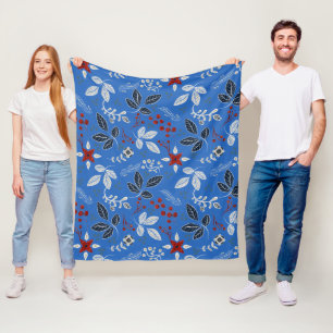 Scandinavian Floral Folk Art Seamless Pattern Fle Fleece Blanket