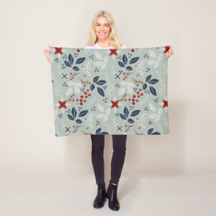 Scandinavian Floral Folk Art Seamless Pattern  Fle Fleece Blanket