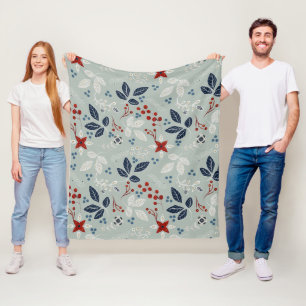 Scandinavian Floral Folk Art Seamless Pattern Fle Fleece Blanket