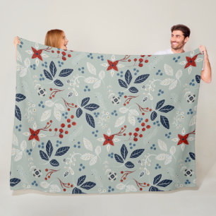 Scandinavian Floral Folk Art Seamless Pattern Fleece Blanket