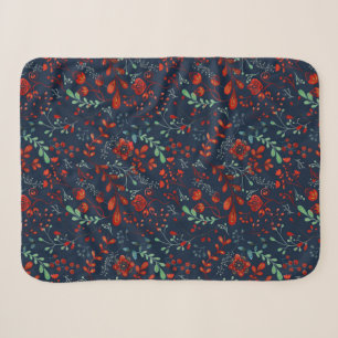 Scandinavian Floral Folk Art Seamless Pattern Sherpa Blanket