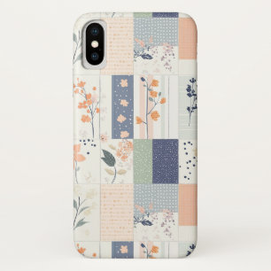 Scandinavian Floral Patchwork in Blush and Blue iPhone X Case