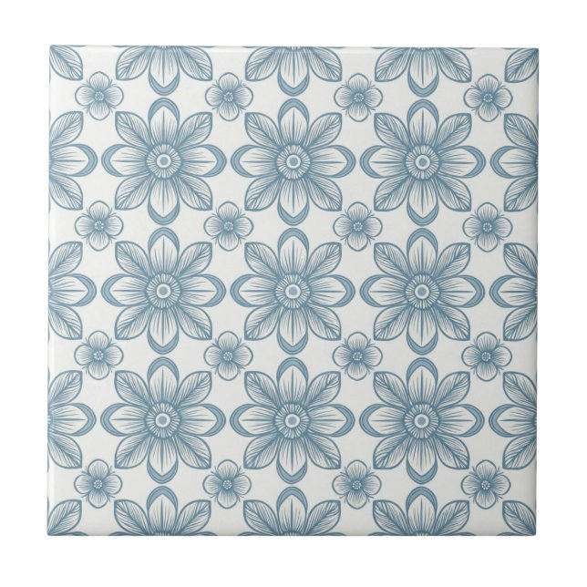 Scandinavian Floral Pattern Ceramic Tile (Front)