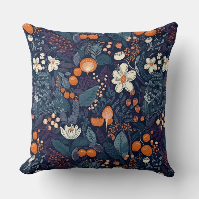 Scandinavian Floral Print Cushion (Front)