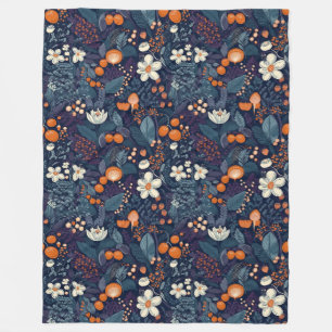 Scandinavian Floral Print Fleece Blanket