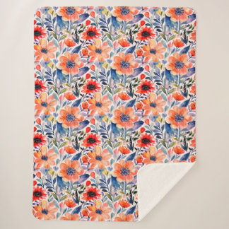 Scandinavian Floral Sherpa Blanket