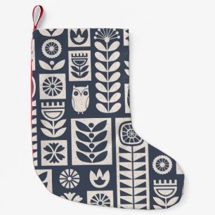 Scandinavian Floral: White, Blue, Minimalist. Small Christmas Stocking