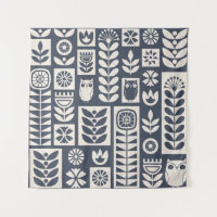 Scandinavian Floral: White, Blue, Minimalist.