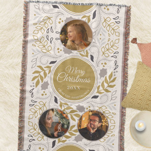 Scandinavian Foliage 3 Photo Family Keepsake Throw Blanket