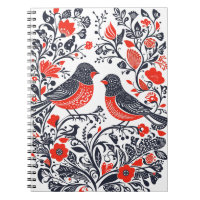 Scandinavian Folk Art Birds Lino Cut Design