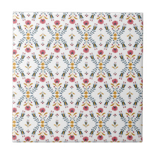 scandinavian folk art ceramic tile