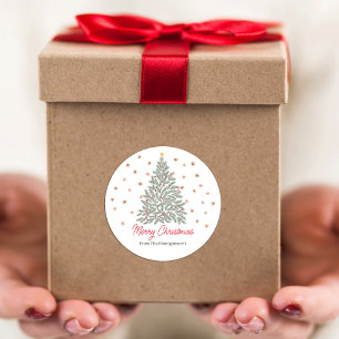 Scandinavian Folk-art Christmas Tree Family Name Classic Round Sticker